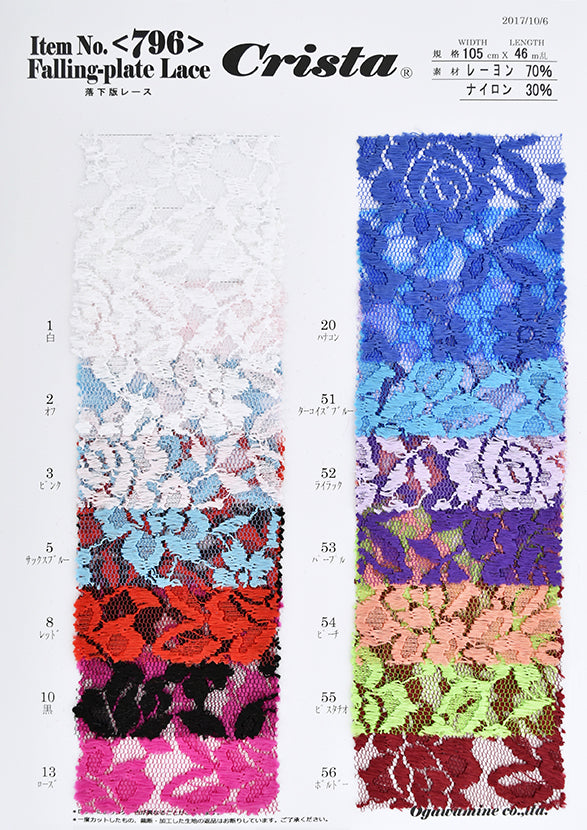 レース生地確認用 太糸刺繍糸の紋章柄レース生地（4色）【1個90cmx50cm】2個まで